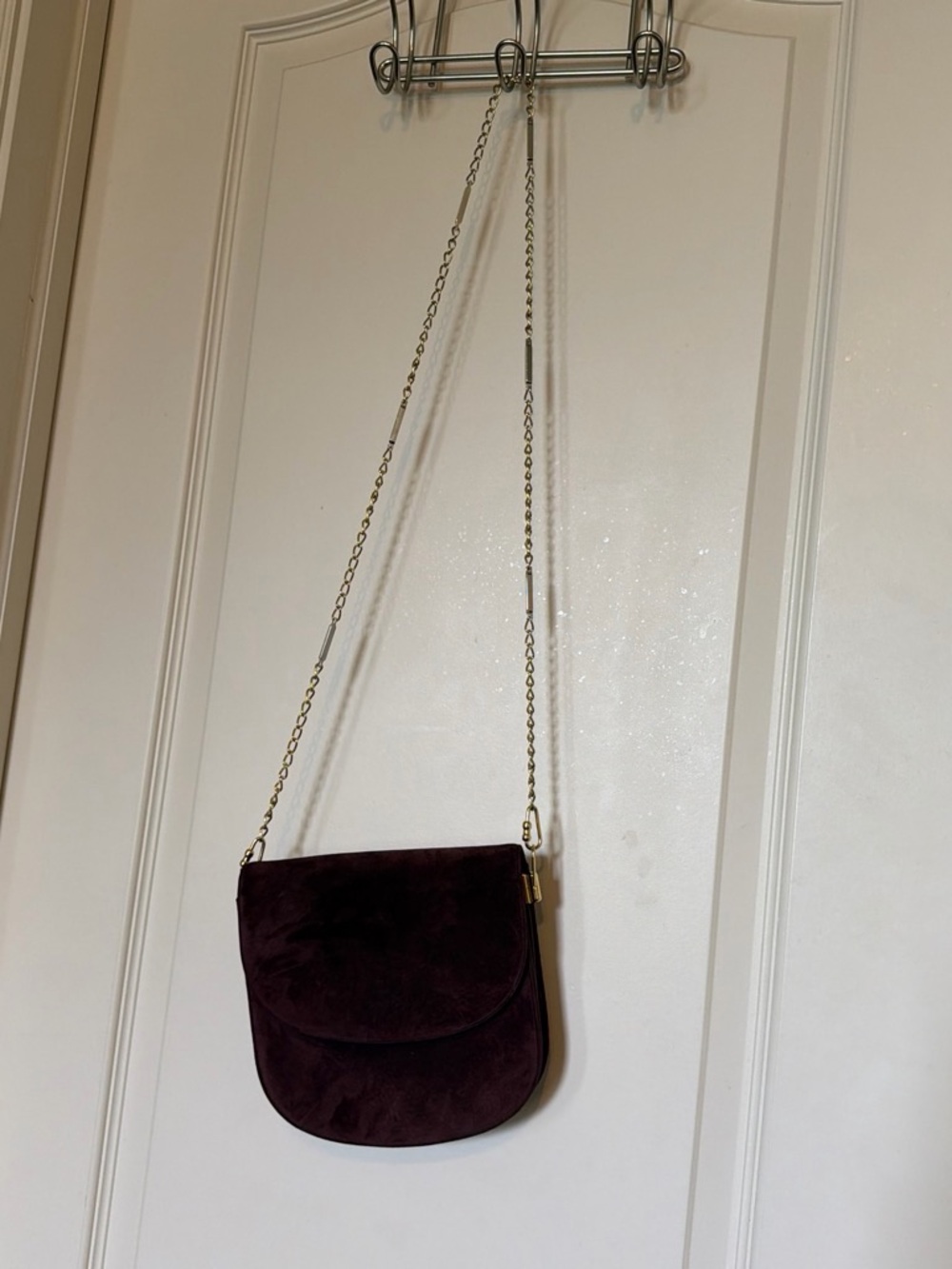 Vintage Magli burgundy Suede Chain Crossbody Bag